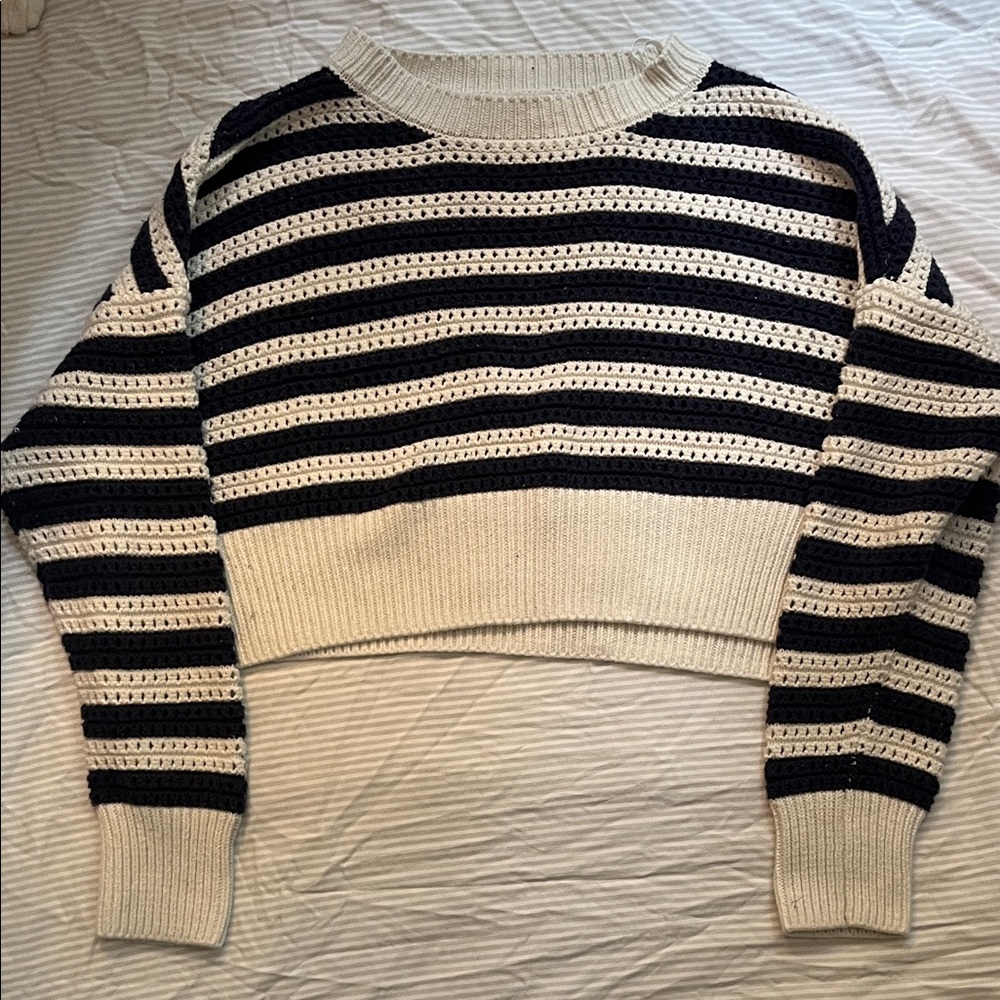 Jessica Simpson Navy and White Striped Sweater.